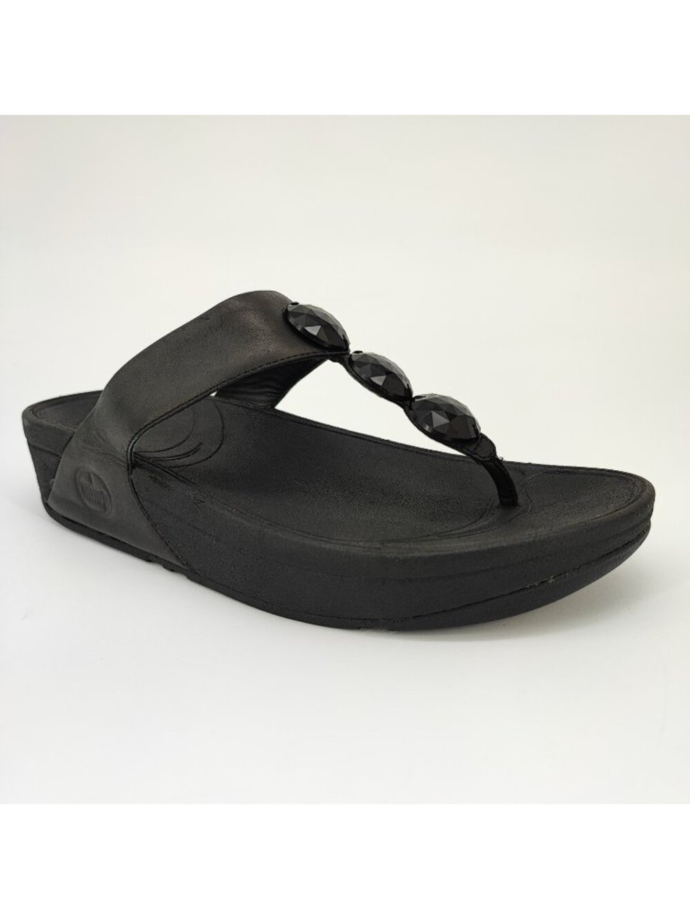 FitFlop Petra Women's Size 7 US Sandals Black Jeweled Thong Flip Flop 476-090